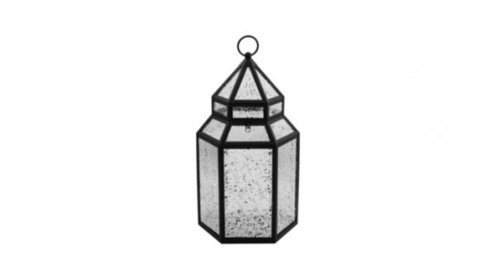 Home Stories Mercury Glass Large Lantern with Rice Lights