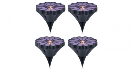 Garden Stories Set of 4 Solar Daisy Ground Stake Lights