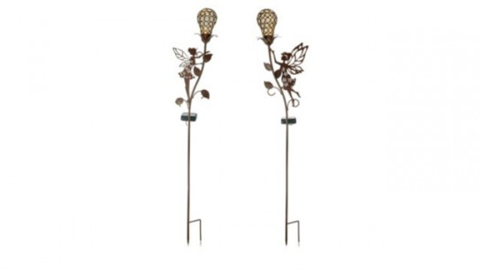 Garden Reflections Set of 2 Metal Fairy Globe Stake Lights