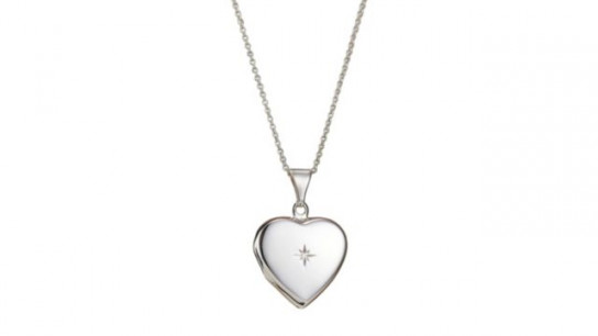 Posh Totty Designs Heart Locket Necklace with Diamond Sterling Silver