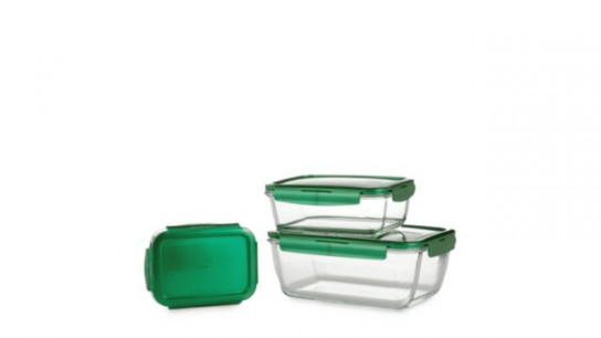 LocknLock 3 Piece Nestable Glass Rectangle Set