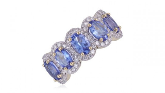 2.02ct AA Tanzanite and 0.50ct Diamond Oval Halo Ring 9ct Gold