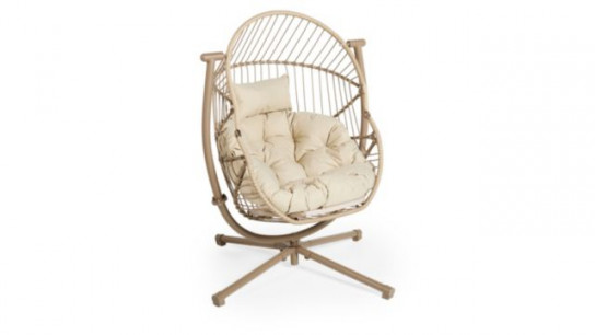 abode Indoor Outdoor Rocking Swivel Egg Chair & Folding Basket