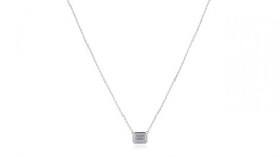 Diamonique 1ct tw East West Pendant & Chain Sterling Silver