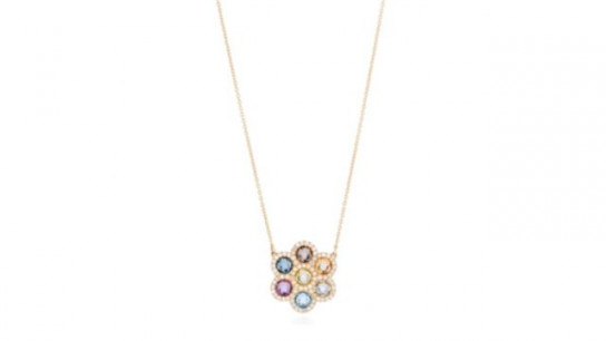 Oisha 2.15ct Multi Gemstone & 0.34ct Diamond Pendant & Chain 9ct Gold