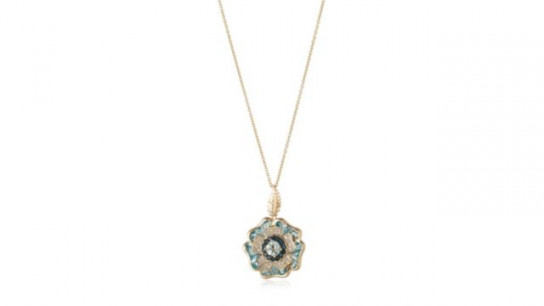 Oisha 3ct Blue Topaz 0.14ct Sapphire 0.14ct Diamond Pendant & Chain