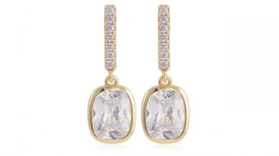 Diamonique 6ct Elongated Cushion Cut Drop Earrings Sterling Silver