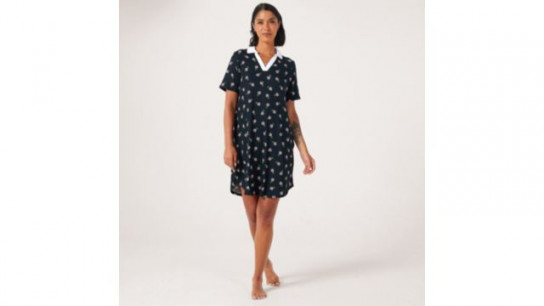 Cuddl Duds Wide Knit Rib Sleepgown with Picot Edges