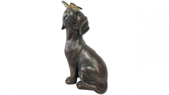 Garden Stories Timeless Solar Dog & Butterfly Statue