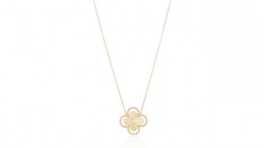 GOLD 9ct Italian Gold & Diamond Cut Clover Necklace 1.19g