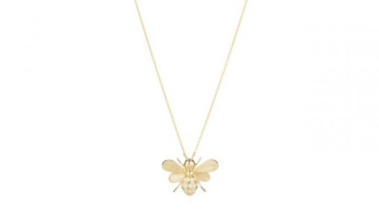 Effy 0.2ct Diamond Bee Pendant & 45cm Chain 14ct Gold