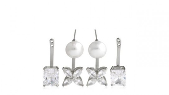 Diamonique 8ct tw Cultured Freshwater Pearl Set of 2 Earrings
