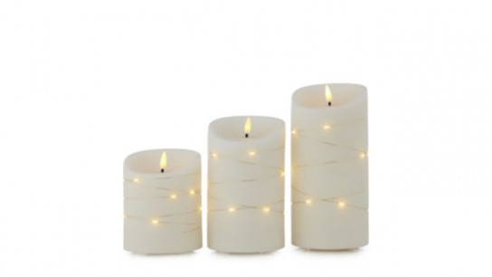 Sara By Sara Davies Set of 3 Indoor Outdoor LED Pillar Candles