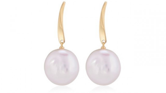 Lara Pearl Private Reserve 14mm Coin Pearl Drop Earrings Sterling Silver