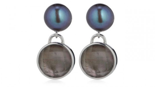 Lara Pearl 8-9mm Button Pearl Mother of Pearl Drop Earrings