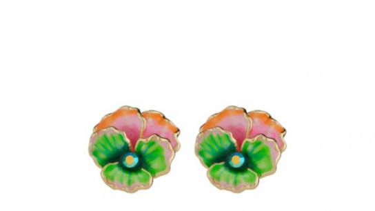 Butler & Wilson Pansy Stud Earrings