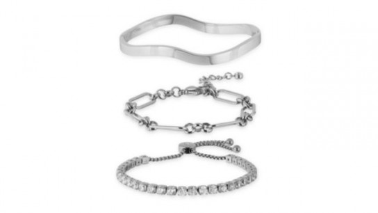 Steel by Diamonique Sara Davies Boxed Bracelet Stack set