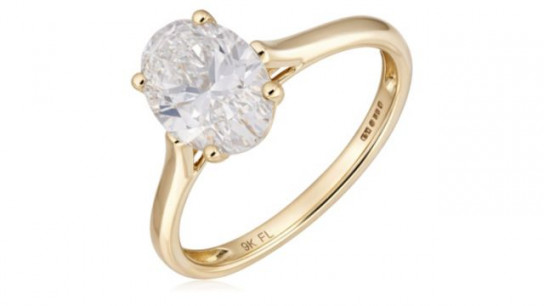 Fire Light 2ct Lab Grown Diamond Oval Solitaire Ring 9ct Gold