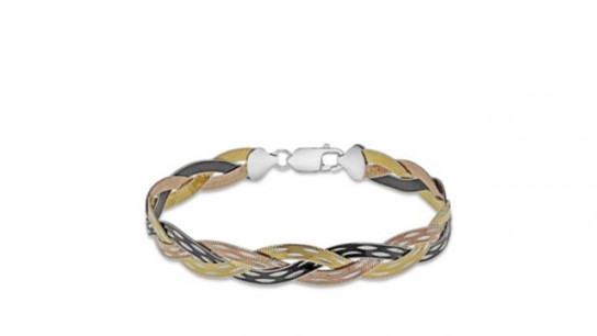 Faith & Brown Italian Crafted Four Tone Willow Triple Herringbone Bracelet