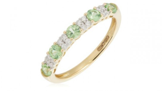 0.57ct Tsvaroite Garnet & 0.15ct Diamond Eternity Ring 9ct Gold