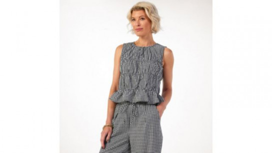 Compania Fantastica Black Gingham Top