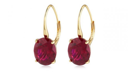 Diamonique Edit Ruby Leverback Earrings