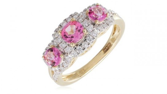 0.30ct Diamond and 1.09ct Topaz Trilogy Ring 9ct Gold