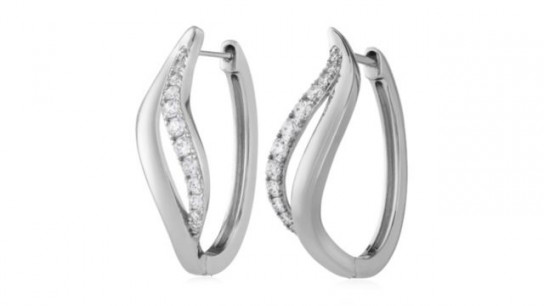 Diamonique Edit Pave Wave Hoop Earrings