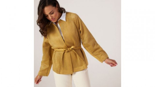 MarlaWynne Perforated Bonded Suede Jacket
