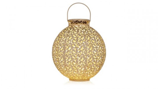 Garden Stories Outdoor Solar Leaf Pattern Round Lantern
