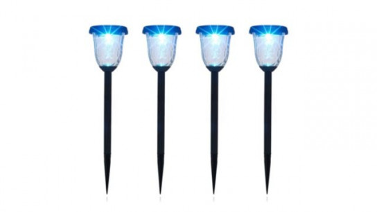 Garden Stories Set of 4 Oversized Pebbled Glass Stake Lights