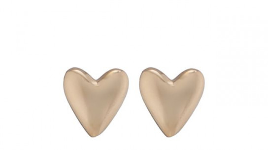 GOLD 9ct Italian Gold Silky Heart Stud Earrings 0.9g
