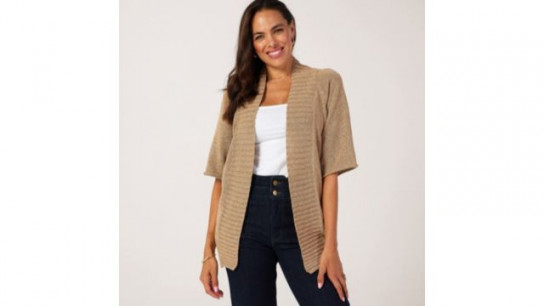 MarlaWynne Collection Short Dolman Sleeve Belted Knit Cardigan