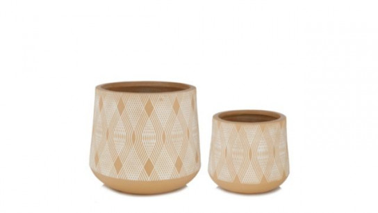 Sara by Sara Davies Set of 2 Plant Pots with Geometric Pattern