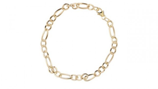 GOLD 9ct Italian Gold Mixed Figaro Link Bracelet 1.4g