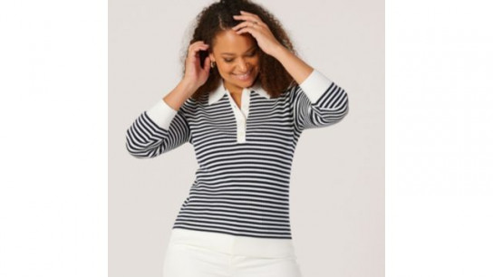 Ruth Langsford Knitted stripe Polo Jumper