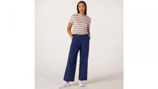 Denim & Co Cotton Pull On Wide Leg Trouser Standard