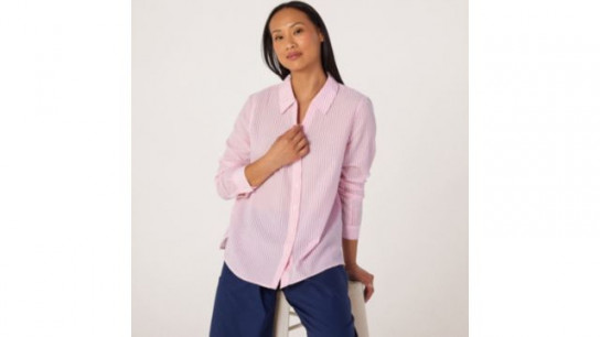 Denim & Co Seersucker Stripe Shirt