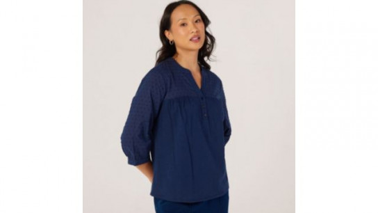 Denim & Co. Mix Media Embroidered Top