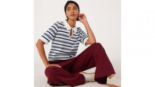 Ben de Lisi Short Sleeve Stripe Knitted Polo Top