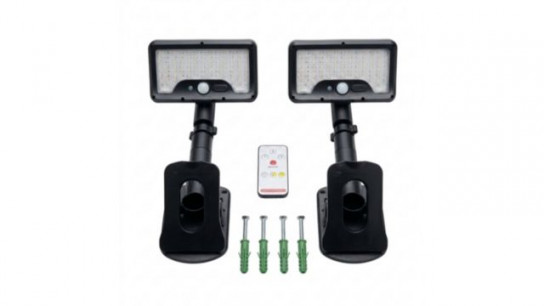 SFIXX Set of 2 Solar Rechargeable Security Lamps with Remote
