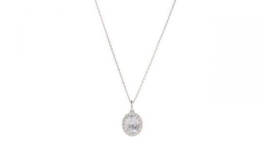 Diamonique Edit 3.5ct tw Oval Cluster Pendant & Chain