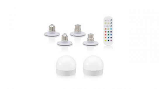 Auraglow Set of Two Rechargeable Light Bulbs with Remote Control