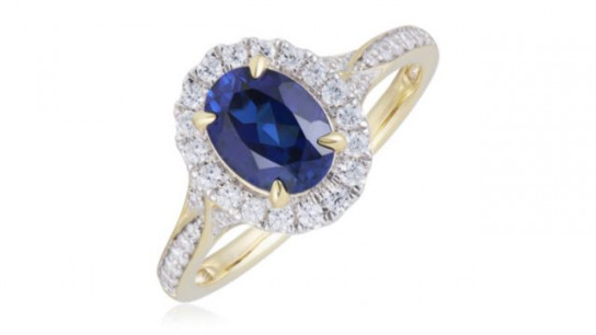 1.5ct Sapphire & 0.33ct Diamond Ring 9ct Gold