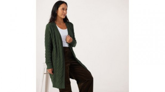 Denim & Co. Cotton Cable Longline Cardigan