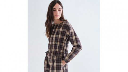 Compania Fantastica Pure Cotton Plaid Top