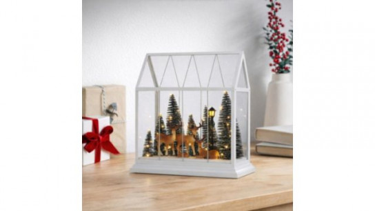 Home Stories Pre Lit Large Snow Village in Glass House