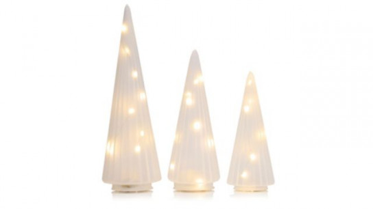 Home stories Set of 3 Frosted Glass Pre Lit Trees