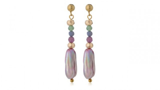 Lara Pearl 11-12mm Square Coin Pearl Drop Earring Stainless Steel