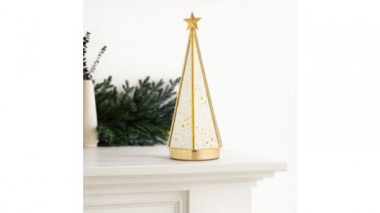 Home Stories Pre Lit Gold Mercury Glass Star or Tree Shape with Batteries